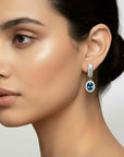 London Blue Topaz Halo Statement Earrings in Sterling Silver – December Birthstone