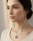 London Blue Topaz Semi Bezel Pendant in Silver | Irosk ®