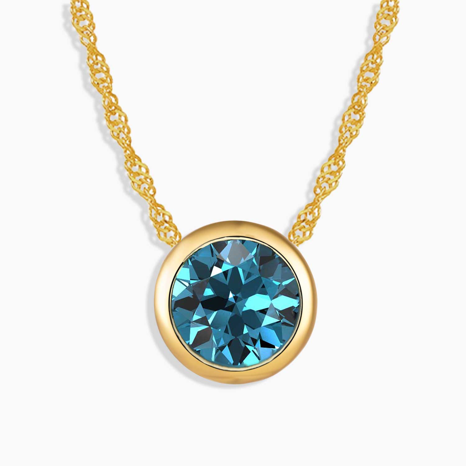 Round Topaz Necklace Bezel Set 18 K Gold