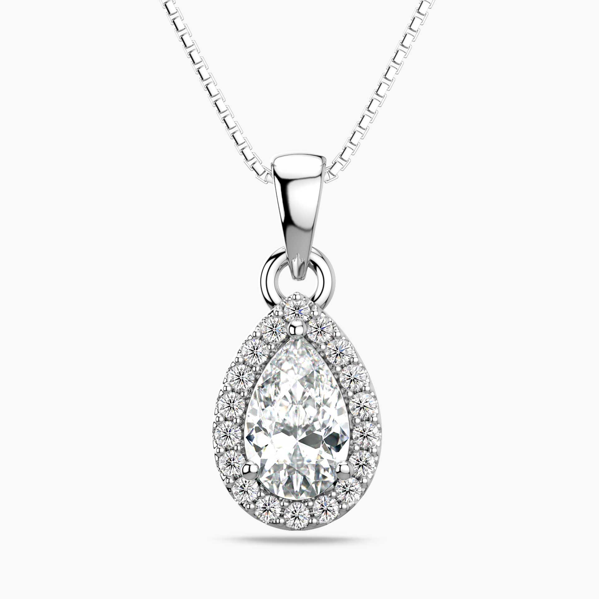 Pear Moissanite Pendant Necklace in Sterling Silver | Irosk