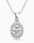 Oval Moissanite Halo Pendant Necklace – Sterling Silver Fine Jewellery | Irosk