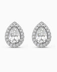 Pear Moissanite Halo Stud Earrings | Sterling Silver