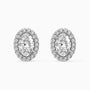Oval Moissanite Halo Stud Earrings – Sterling Silver | Irosk