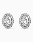 Oval Moissanite Halo Stud Earrings – Sterling Silver | Irosk
