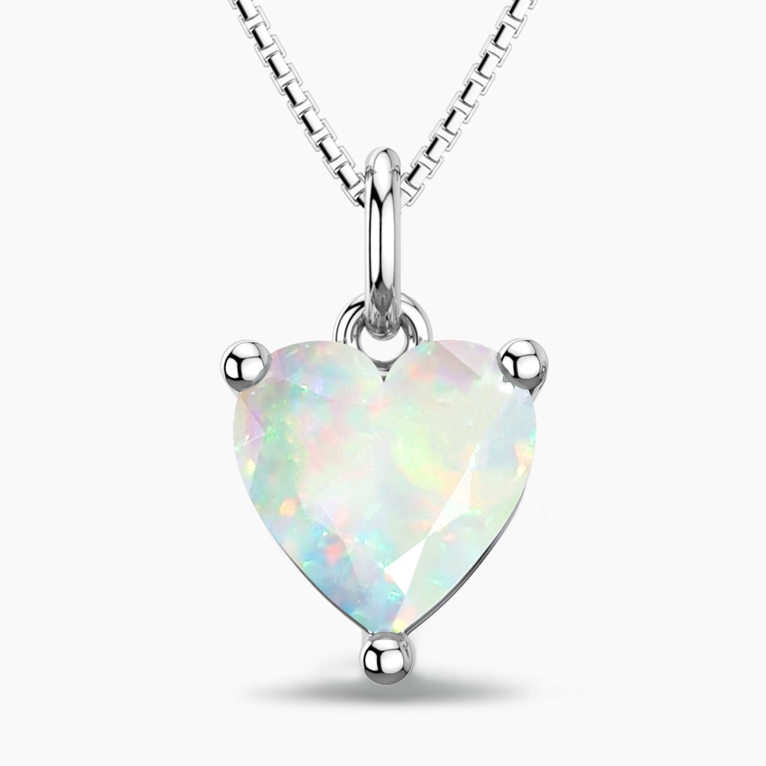 White Opal Necklace in Silver - Heart Shape - Irosk Australia ®