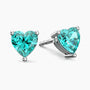 Heart-shaped lab-created Paraiba tourmaline stud earrings in 925 sterling silver – vibrant aqua blue sparkle