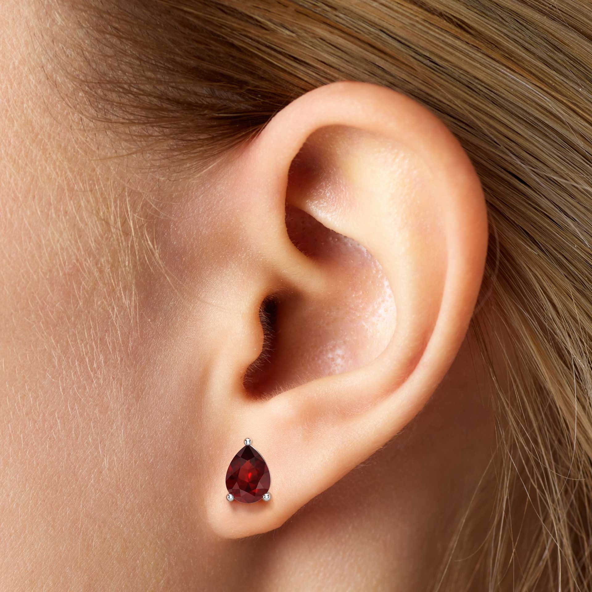 Garnet Pear Cut Stud Earrings in Sterling Silver - Irosk Australia ®