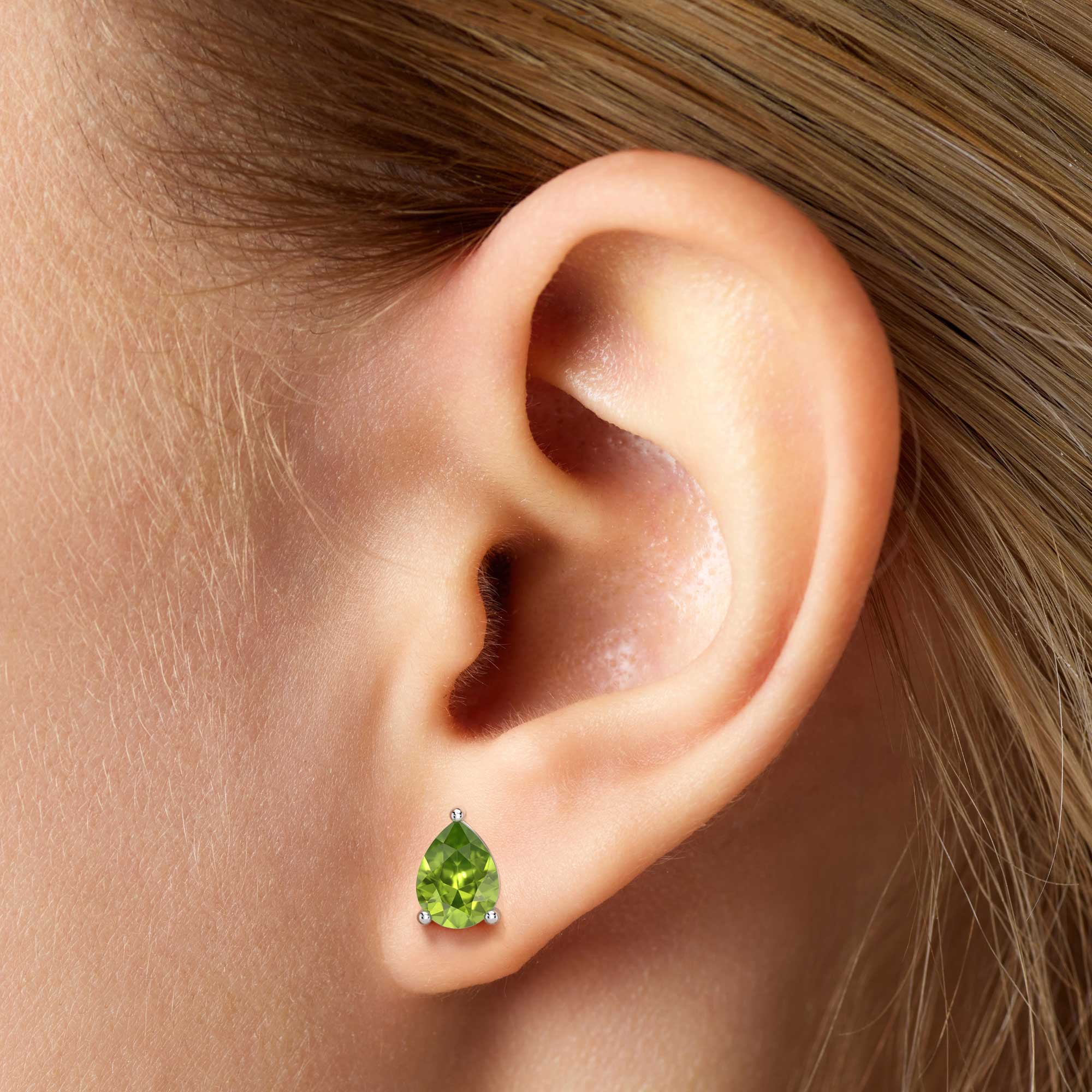 Peridot Pear Stud Earrings in Sterling Silver | Irosk