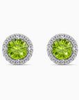 Round Peridot Halo Earrings | Sterling Silver