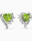 peridot angel heart earrings in silver