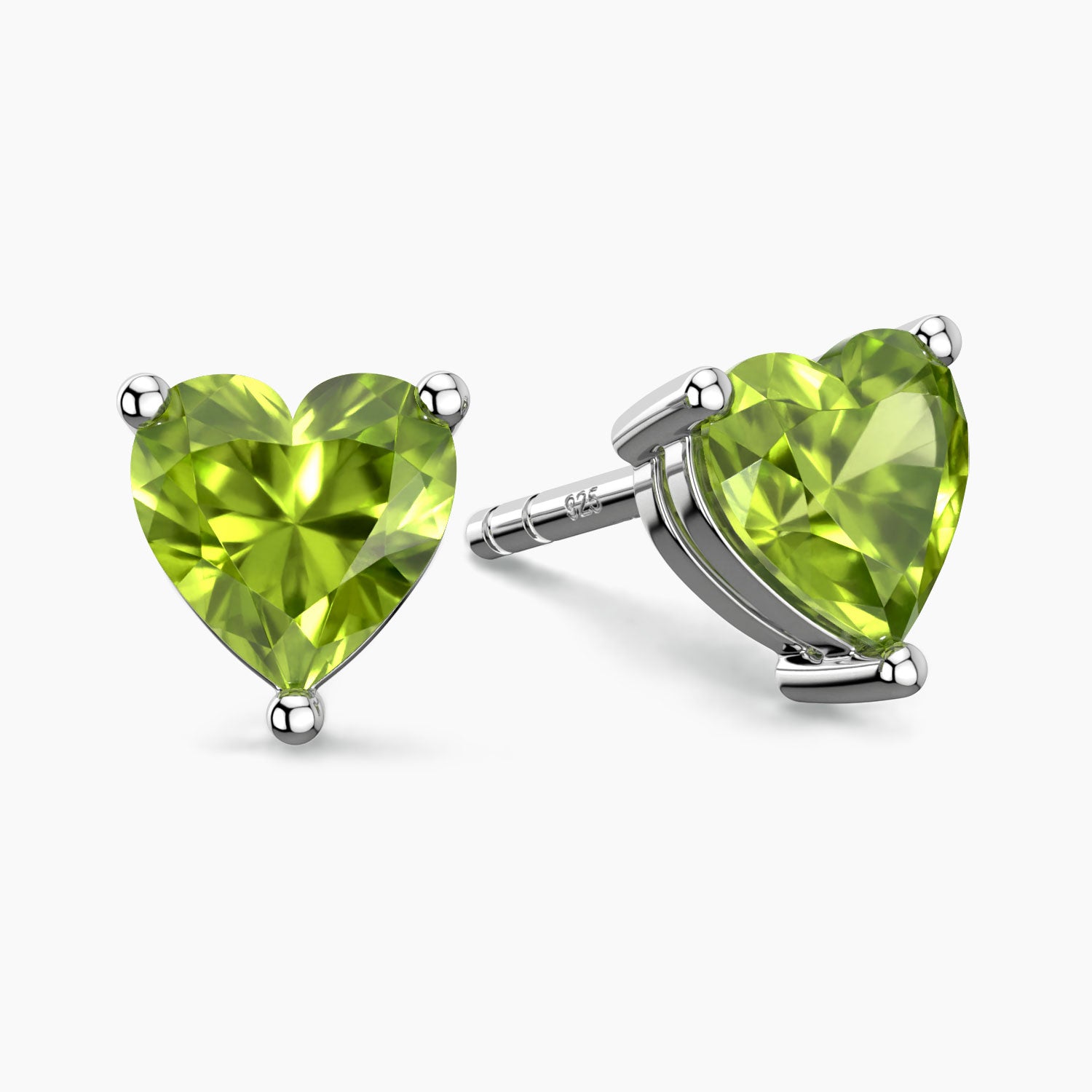 heart shape peridot studs