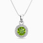 Round Peridot Halo Pendant | Sterling Silver