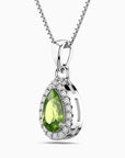 Pear Peridot Pendant with Moissanite Halo | Irosk