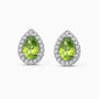Pear Peridot Halo Stud Earrings | Sterling Silver