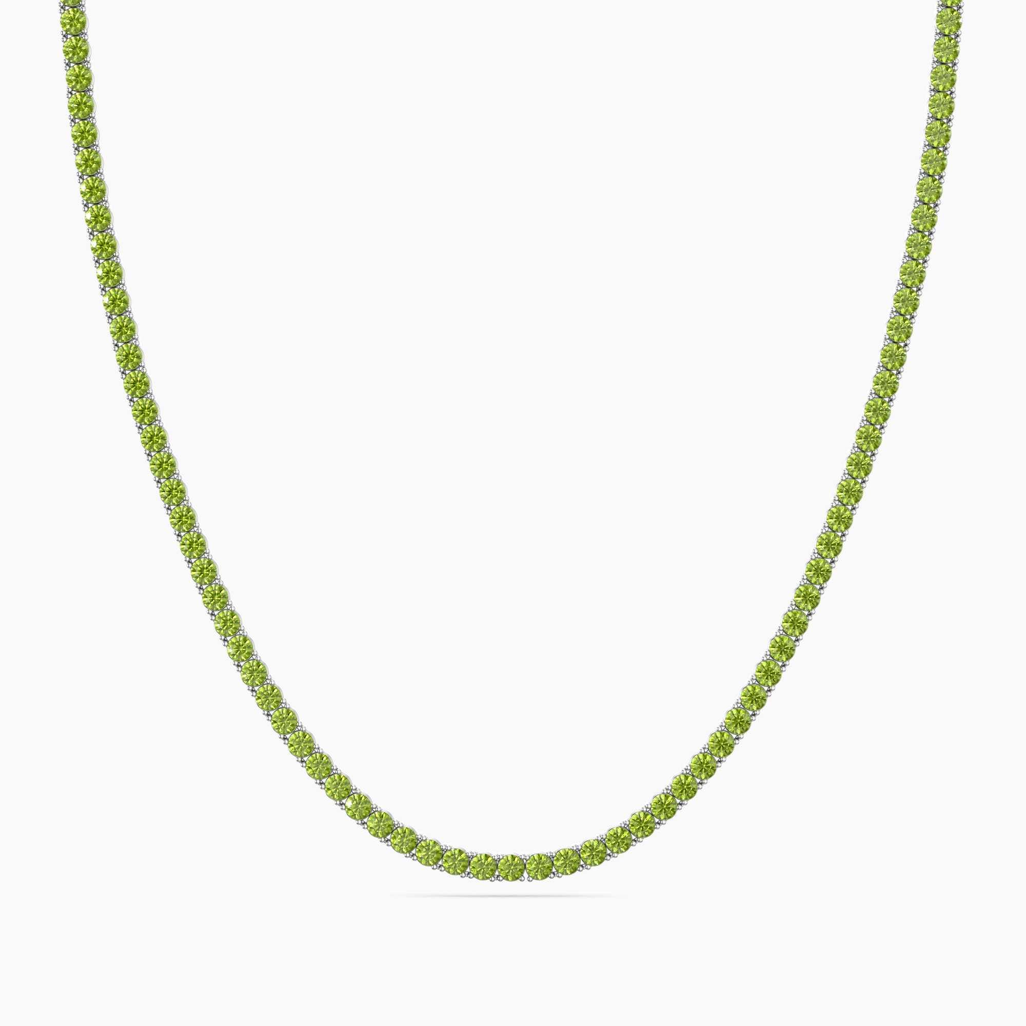 Peridot Tennis Necklace in Sterling Silver – August Birthstone