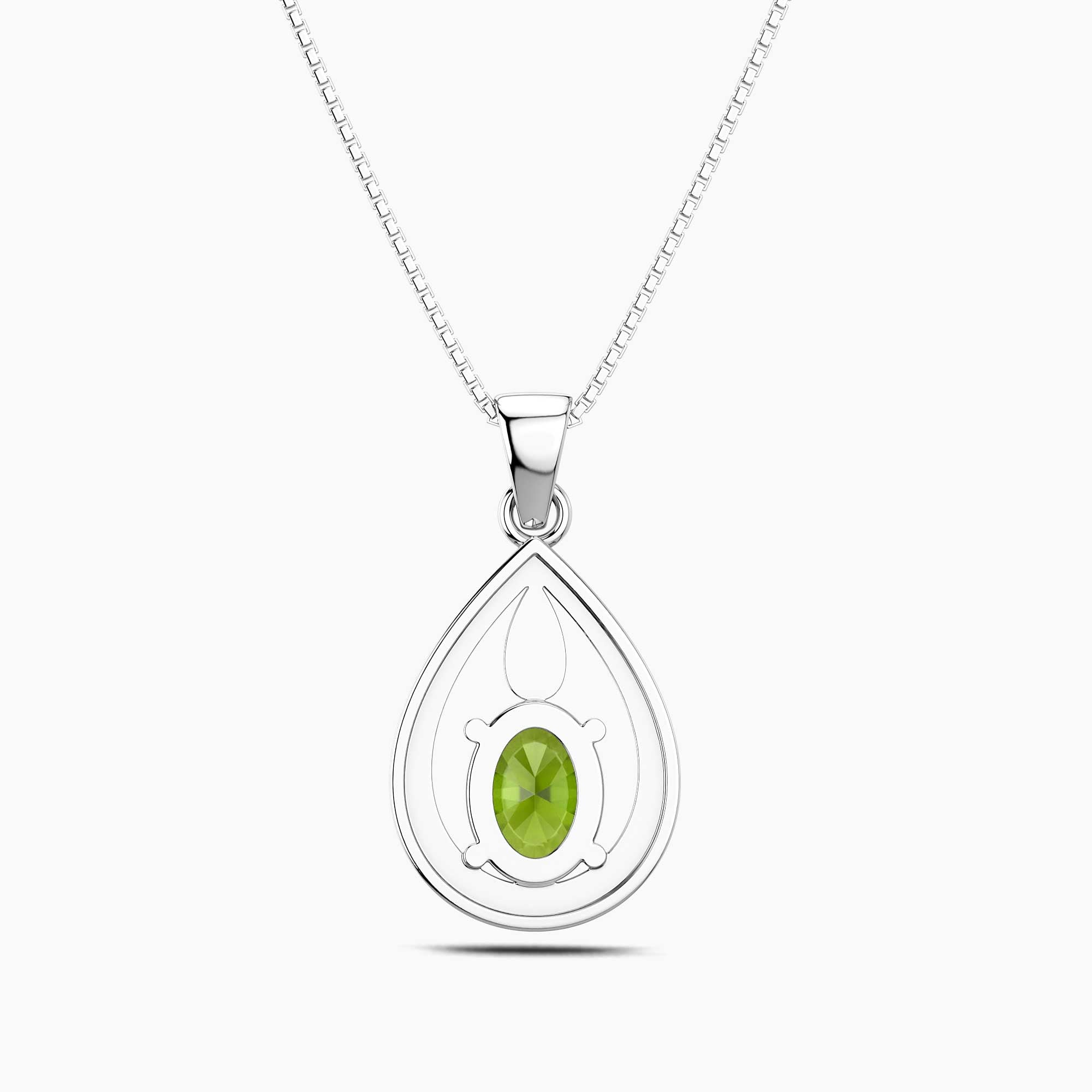 Peridot Teardrop Halo Pendant Necklace in Sterling Silver – August Birthstone | Irosk ®