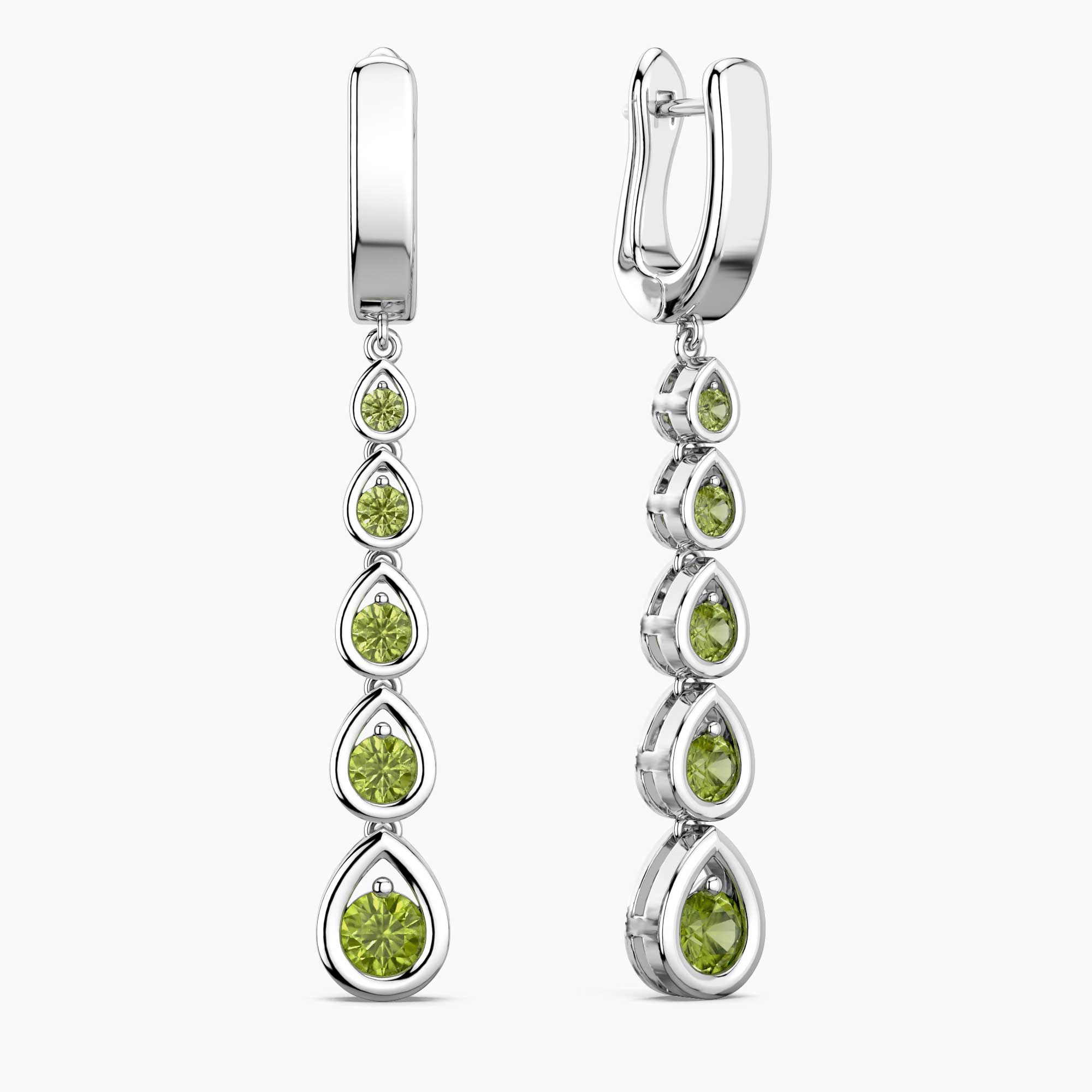 Peridot Cascade Drop Earrings – Sterling Silver – Irosk