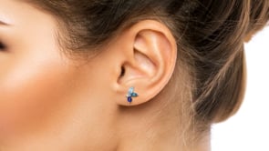 video blue cluster earrings