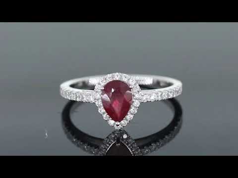 360 degree video of pear shape ruby ring