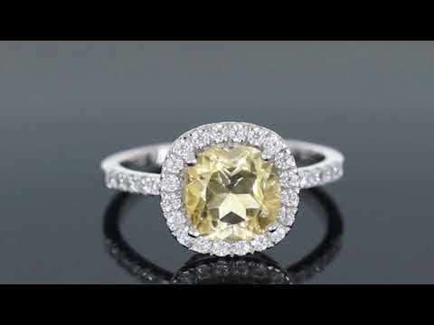 video of citrine cushion cut ring