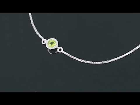 Video showcasing Bezel Set Peridot Bracelet with Adjustable Slider Clasp