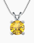 Round Shape Citrine Necklace in Sterling Silver – Natural Citrine Pendant