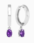 amethyst hoops in silver