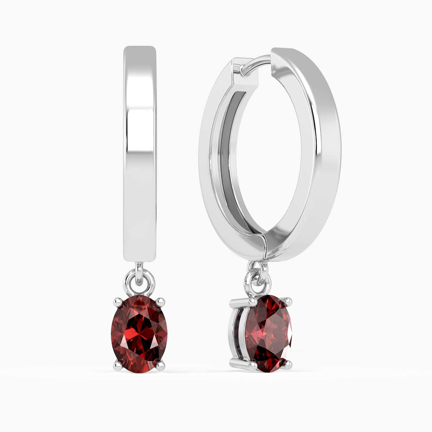 garnet hoops in silver