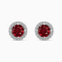 Round Ruby Halo Earrings | Sterling Silver