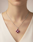 Ruby Cluster Pendant in Sterling Silver