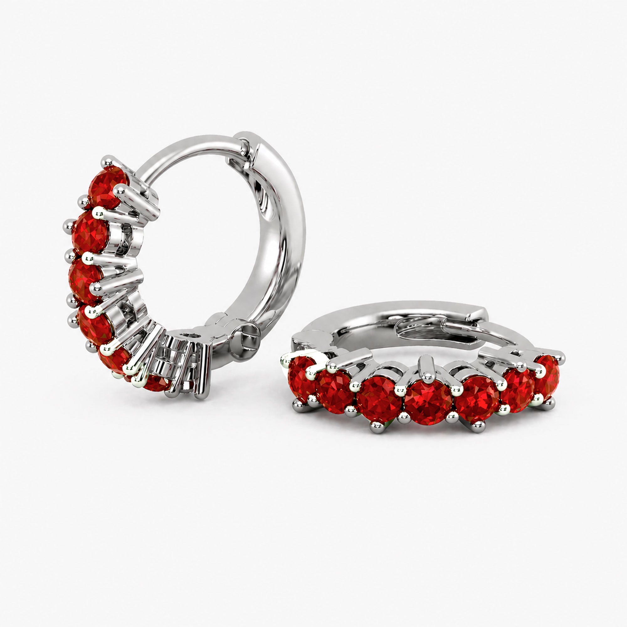 Ruby Huggie Earrings in Sterling Silver | Irosk
