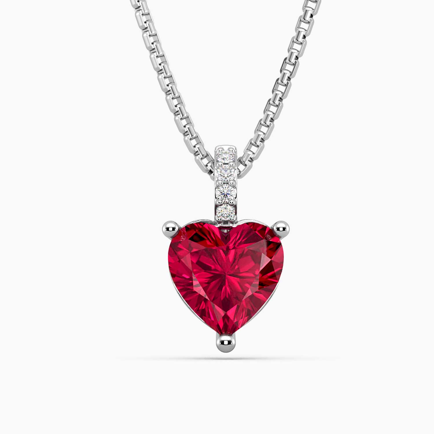 Ruby Necklace in Silver - Heart Shape - Irosk Australia ®