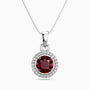 Round Ruby Halo Pendant | Sterling Silver | Irosk