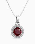 Round Ruby Halo Pendant | Sterling Silver | Irosk