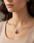 Ruby Semi Bezel Pendant Necklace in Sterling Silver | Irosk ®