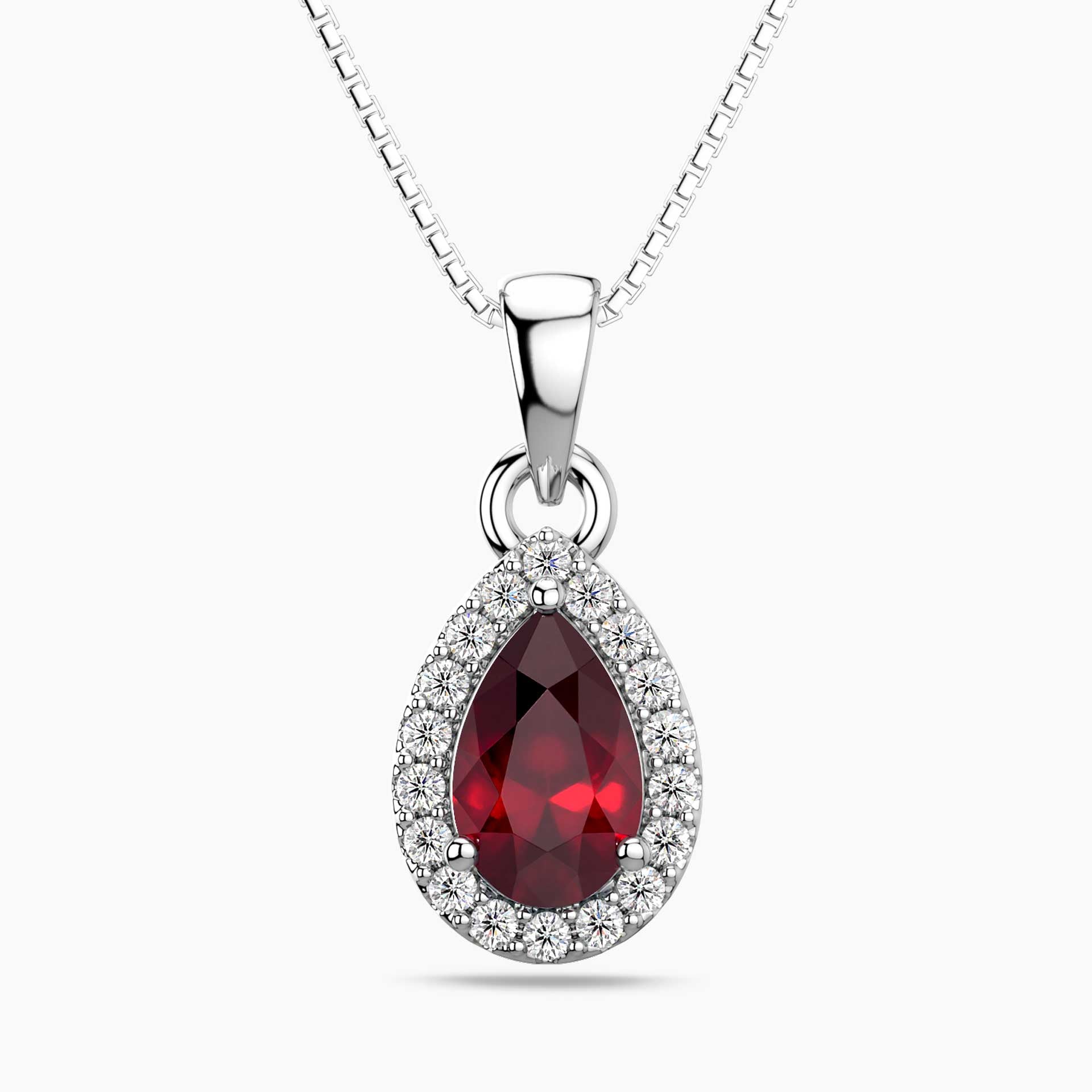 Pear Ruby Pendant with Moissanite Halo | Irosk