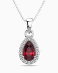 Pear Ruby Pendant with Moissanite Halo | Irosk
