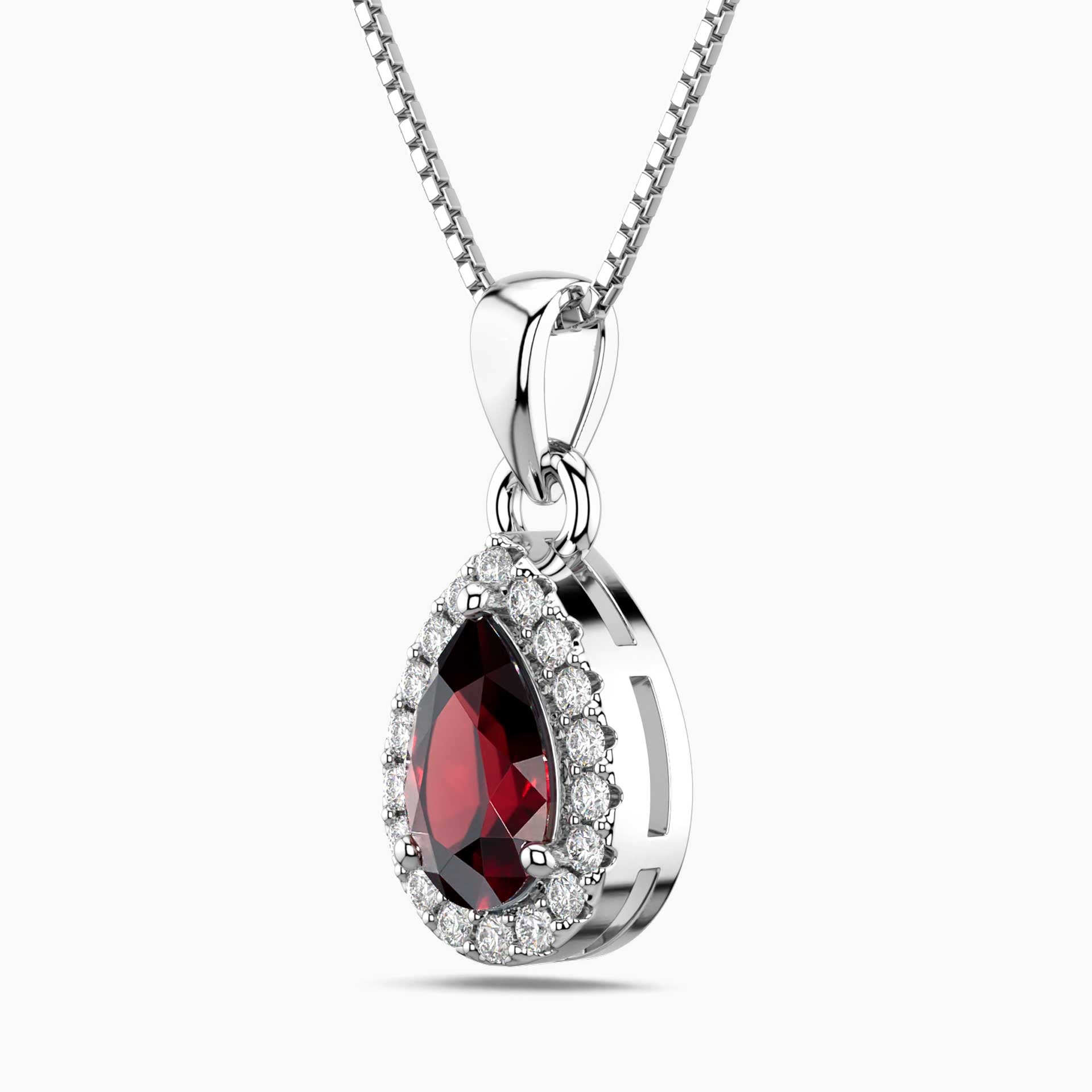 Ruby Pear Cut Pendant Necklace in Sterling Silver | Irosk