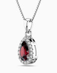 Pear Ruby Pendant with Moissanite Halo | Irosk