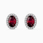 Oval Ruby Halo Stud Earrings – Sterling Silver | Irosk