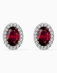 Oval Ruby Halo Stud Earrings – Sterling Silver | Irosk