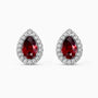 Pear Ruby Halo Stud Earrings | Sterling Silver