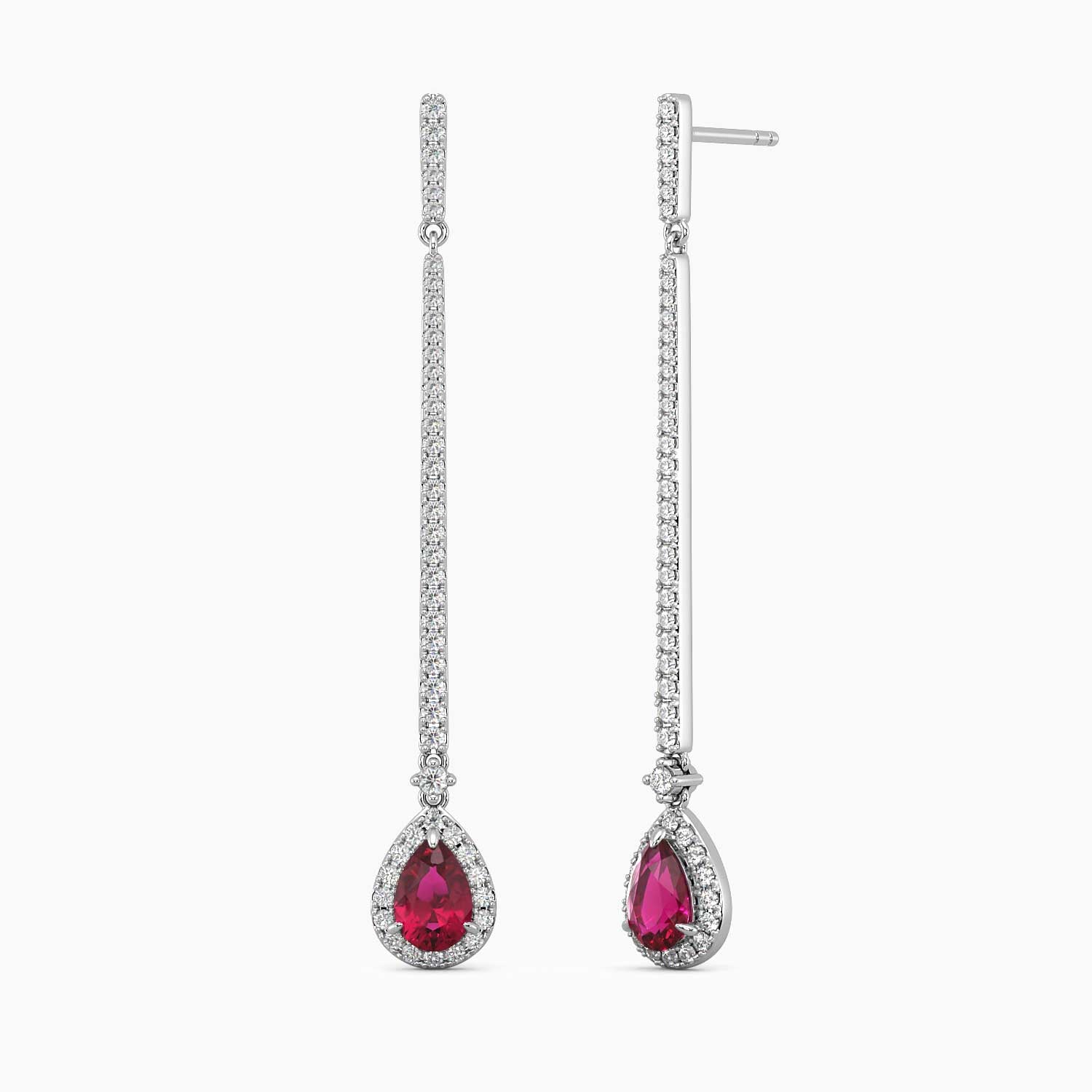 Ruby Dangle Earrings in Silver