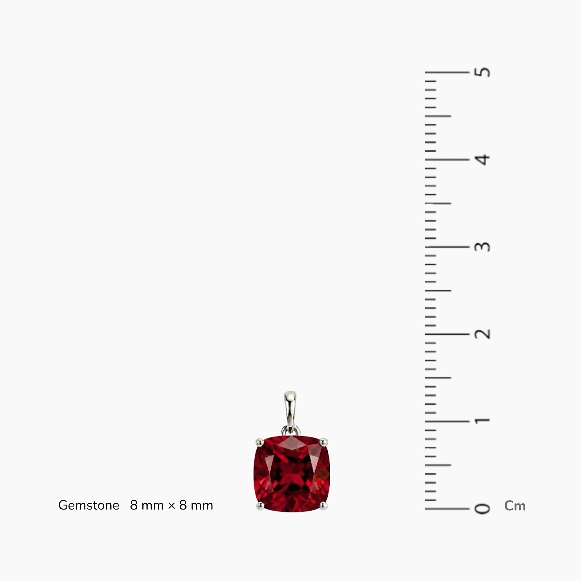 Ruby Cushion Pendant Necklace in Sterling Silver | Irosk