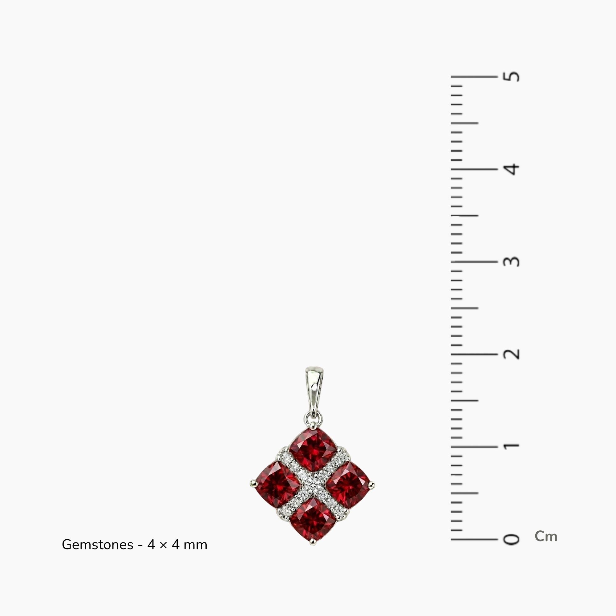 Ruby Cluster Pendant in Sterling Silver