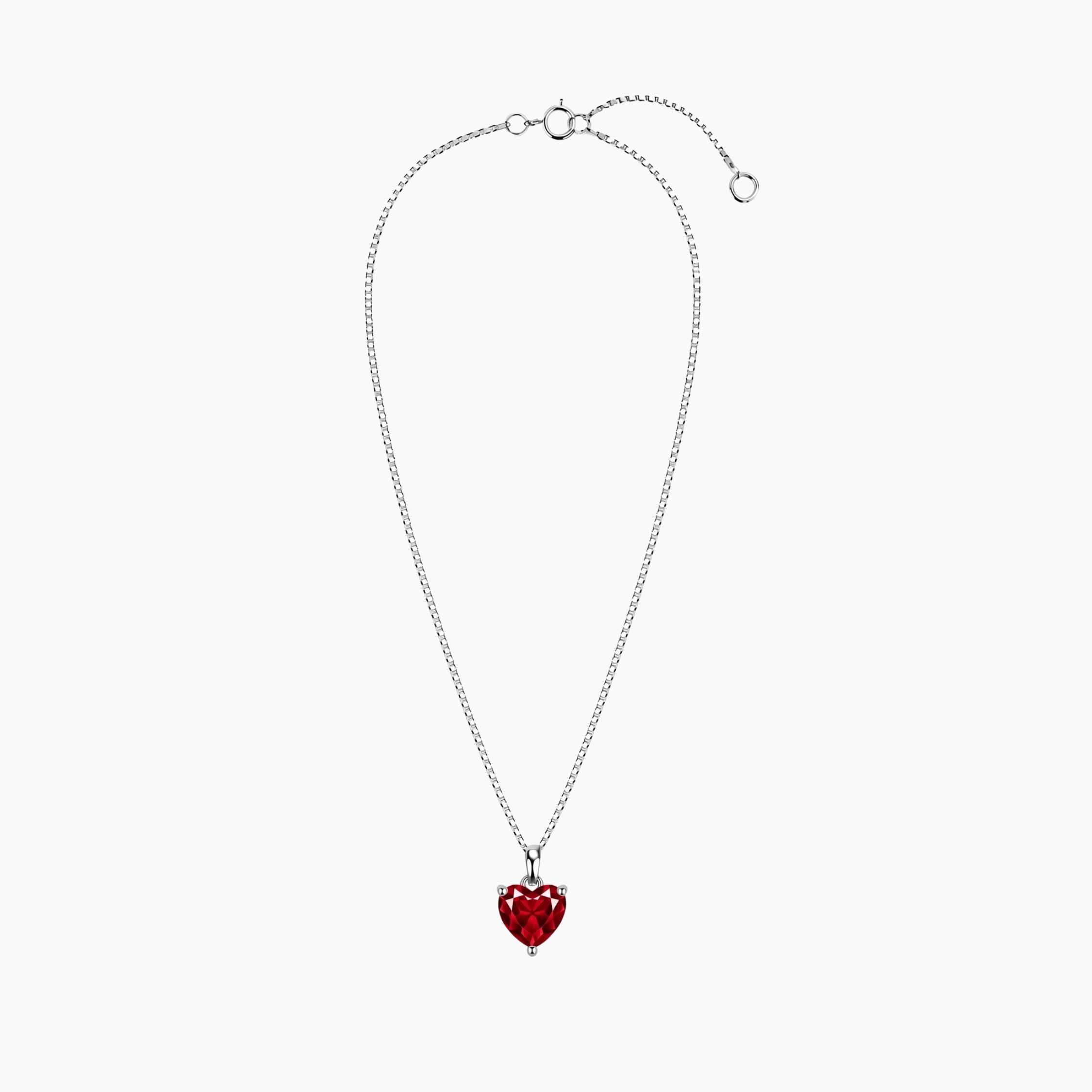 Ruby Heart Pendant Necklace in Sterling Silver | Irosk