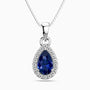 Pear Sapphire Pendant with Moissanite Halo | Irosk