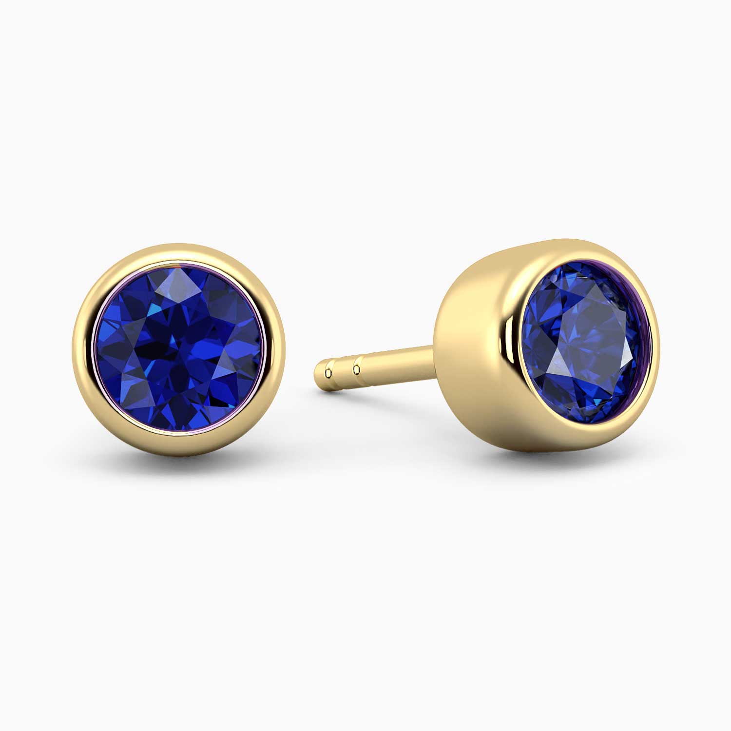 Elegant Round Shape Sapphire Stud Earrings in Gold – Irosk®