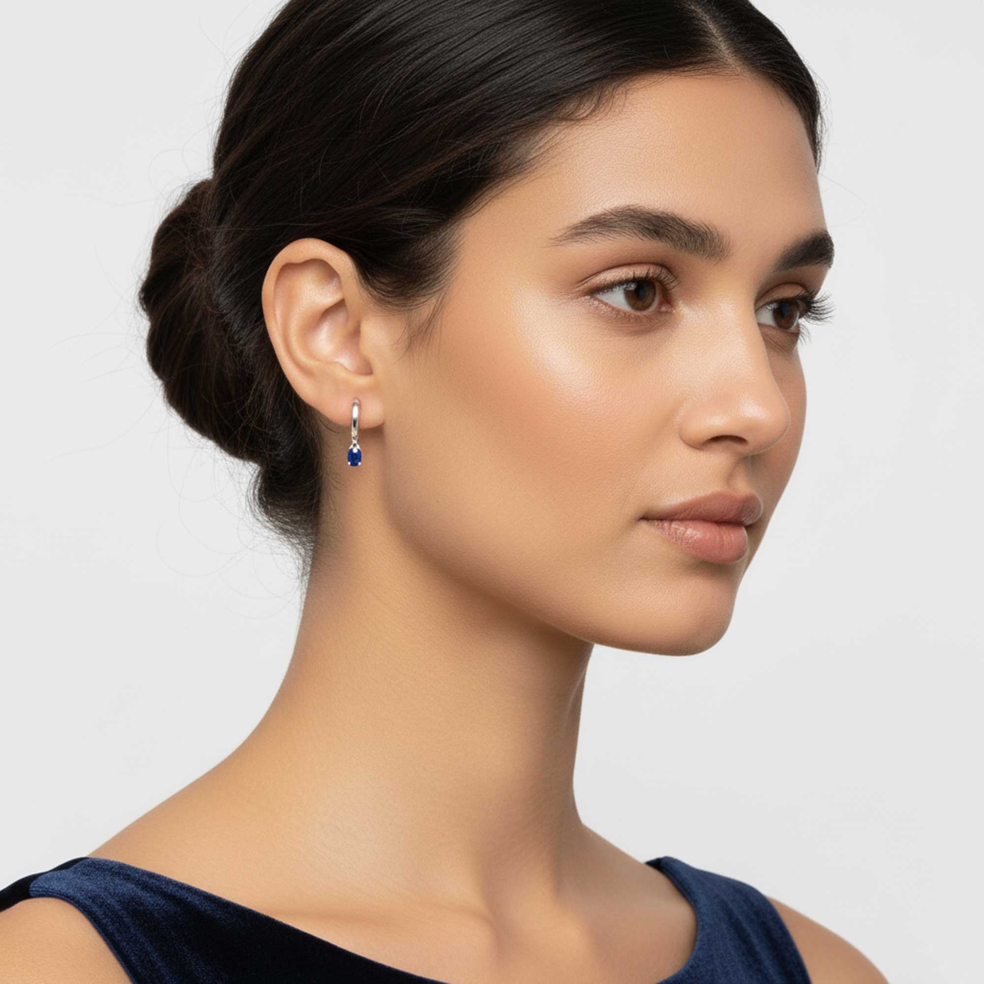 Elegant Sapphire Hoop Drop Earrings in Sterling Silver – Irosk®