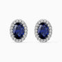 Oval Sapphire Halo Stud Earrings – Sterling Silver | Irosk